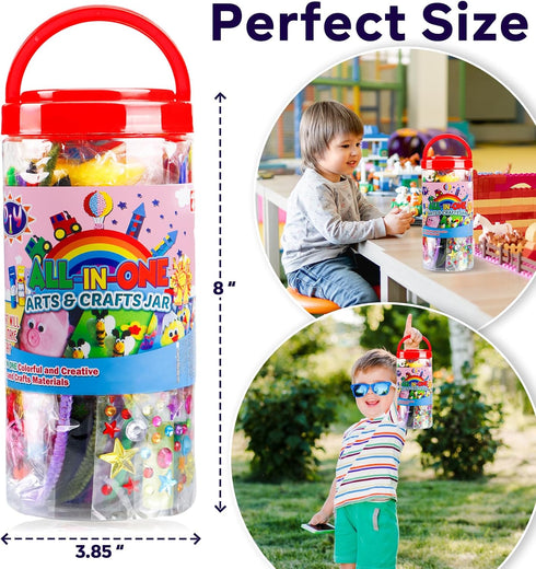 FUNZBO Arts and Crafts Supplies for Kids, Craft Kit with Glitter Glue Stick and Tools, DIY School Supplies