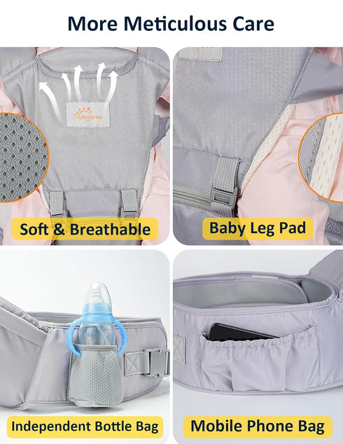 6-in-1 0-36 (7.7-66 lbs) Baby Carrier Newborn to Toddler, Ergonomic Infant Hip Seat Carrier with Storage Pocket