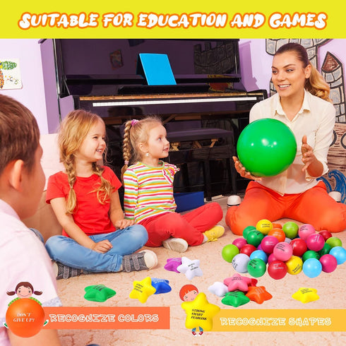 140 Pcs Motivational Stress Balls, Colorful Foam Balls for Anxiety Relief and Hand Exercise Party Supplies