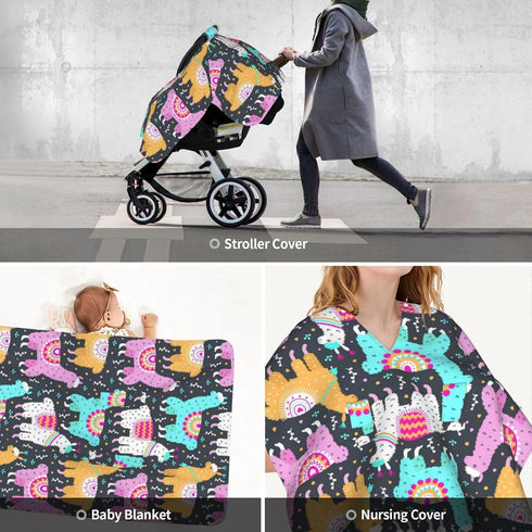 CQMZJHU Llama Alpaca Baby Car Seat, Rain Shelter, Multifunctional Nursing Cover for Newborns, Mother Care