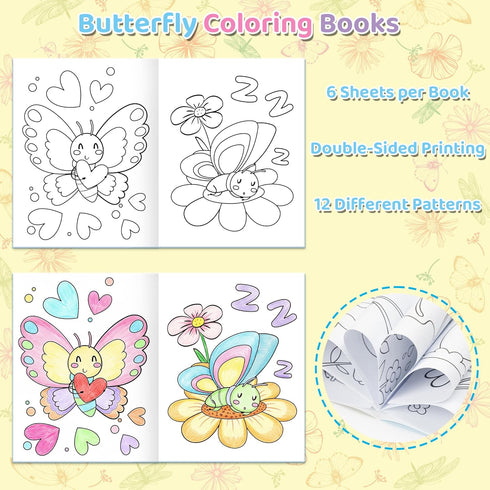 24Pcs Dvbonike Spring Butterfly Coloring Books - Springtime Flower Insect DIY Color-in Pages Cute Floral Patterns
