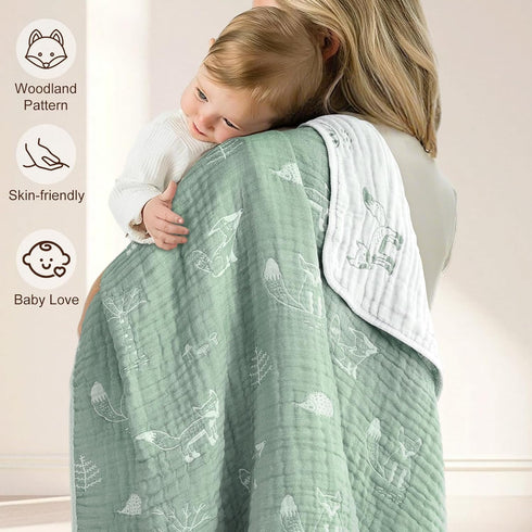 70% 30% 43 43 Inch BOPRIO Muslin Baby Blankets for Baby Infant Toddler, Cotton and Rayon with Animal Design Super Soft