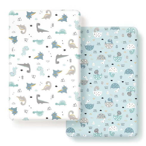 GRSSDER Stretchy Ultra Soft Jersey Knit Fitted Pack n Play Sheets Set