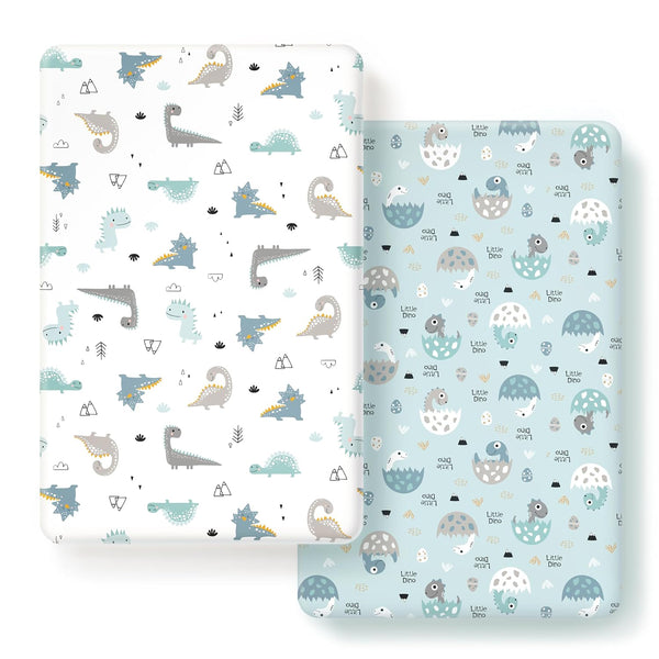 GRSSDER Stretchy Ultra Soft Jersey Knit Fitted Pack n Play Sheets Set