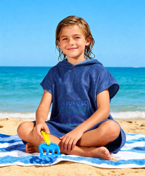11-14 MissShorthair Towel Poncho for Kids, Hooded Beach Towel for Girl&Boy, Surf Poncho Swim Changing Robe Microfiber