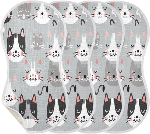 YETTASBIN Cute Cat Muslin Baby Burp Cloth, Super Soft Absorbent Cotton Burp Rag Baby Bibs Feeding Cloth for Newborn