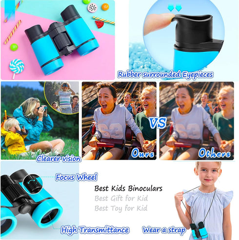 Kids Binoculars, Best Gifts for 3-12 Years Boys Girls, High-Resolution Optics Mini Compact Telescope for Outdoor Play