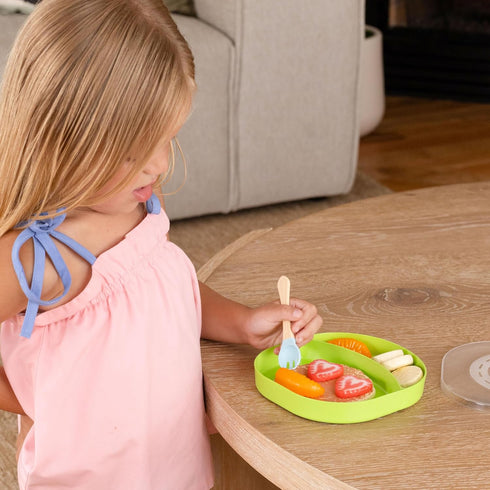 1-3, 11 Set Play Kitchen Accessories for Toddlers Piece Play Food with Plastic Fruits, Fork & Plate, for Kids Kitchen