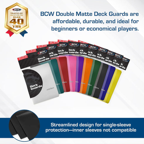 BCW Deck Guard Double Matte Black Card Sleeves, 100 Ct - Acid-Free, Archival-Safe, Durable