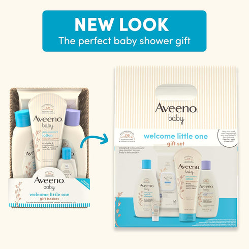 Set, Set 5 Aveeno Baby Welcome Little One Gift Skincare with Nourishing Body Wash & Shampoo, Calming Bath Wash, All
