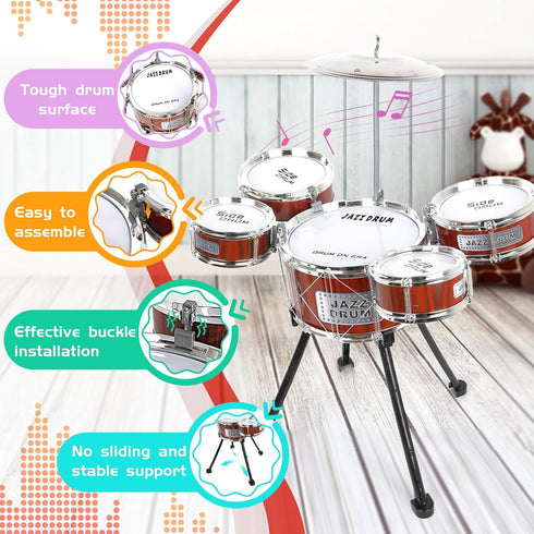3-5 Set 5 3 4 5 4-6 Toy Drum Kit for Kids Toddler Rock Drum with Drums Musical Instrument Toys for Year Old Boys Girls