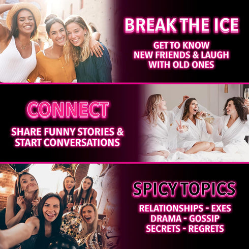 Girls Night Conversation Starter Cards - 360 Fun & Spicy Questions for Bachelorette and Birthday Parties