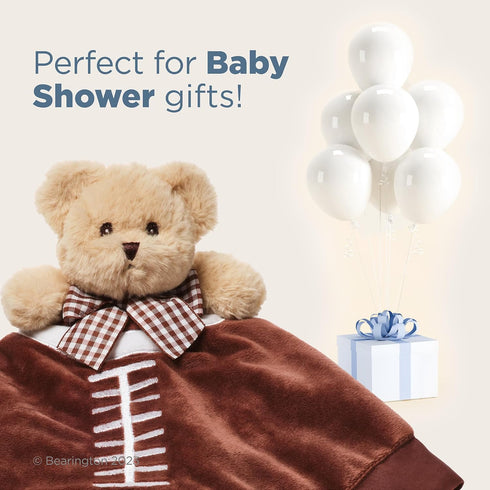 Bearington Collection Touchdown Snuggler Plush Football Lovey - 15-Inch Satin & Velour Baby Blanket