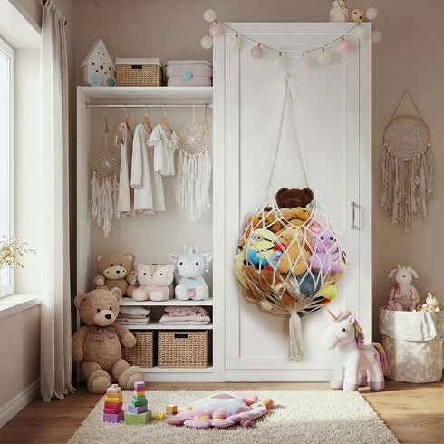 Hammock Hammock Amdermi Stuffed Animal Storage Corner Hanging Net Stuffy Animal Macrame Toy Display Plush Toy Holder