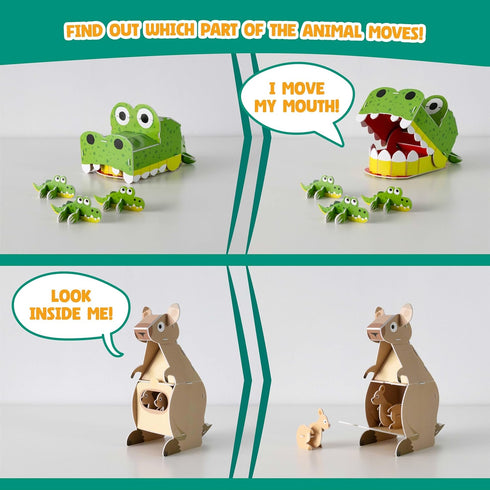 BONNYCO 3D Puzzles for Kids Toys Pack 8 - Educational Jungle Animals 3D Puzzle for Boys and Girls, Birthday Gifts