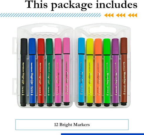 12 TPG-395 The Pencil Grip Magic Tri Stix, Non-Toxic and Washable Markers For Kids, Assorted Markers