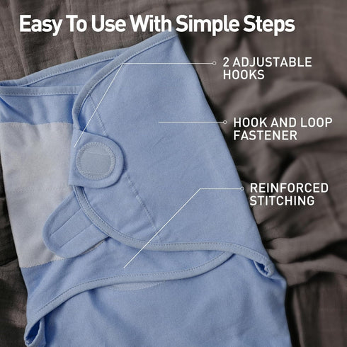 Soarwg Kids Baby Swaddle, Adjustable Newborn Infant Swaddle for Boy, Organic Baby Swaddles 0-3 Months, Blue 2 Pack Small