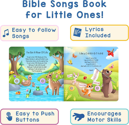 13 28-Button 1-3 LEARNING BUGS Christian Bible Songs Songs of Praise for Little Ones, Musical Books for Toddlers, Music