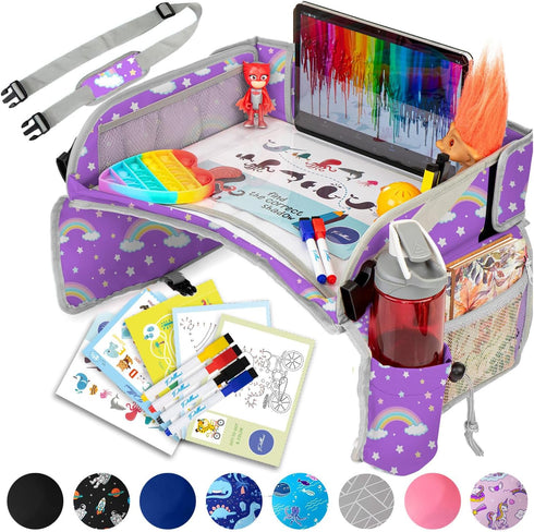 PILLANI Kids Travel Tray for Car, Car Seat Tray for Kids Travel, Lap Tray for Road Trip Activities