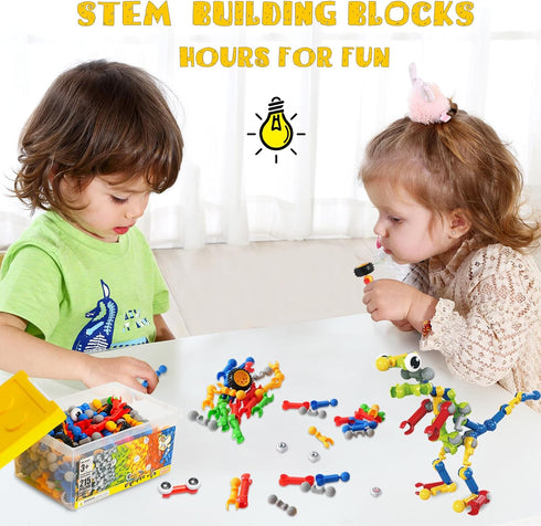 Afomida 215 Playset 4-7, 8+ PCS Creative Building Blocks Toy - Featuring Storage, Includes Dinosaur, Robot, Car