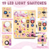 19 10 1 2 3 1-3 Joyreal Busy Board with LED Lights and Switches, Montessori Toys for Year Old, Wooden Sensory Activity