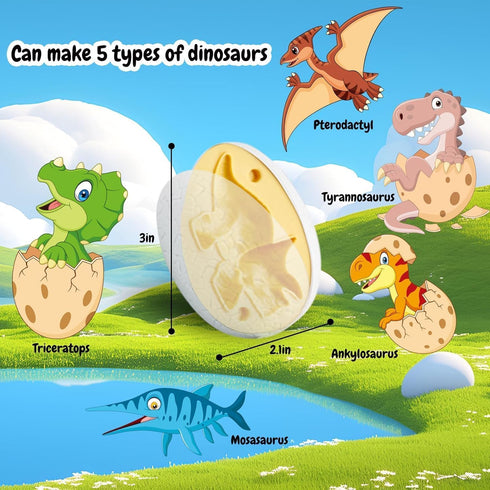 Playset, 55PCS 3-8 Dinosaur Toys Kids Dough Dino Toys Kit with Molds & Clay, Make Dinosaurs or Create Your Own Models