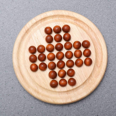 TOYANDONA Wooden Solitaire Game - Strategy Chess Board with Marbles for Students, Adults, and Children