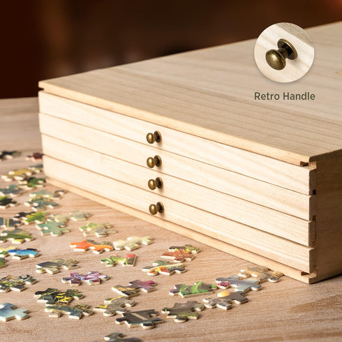 8 1500 Becko US Wooden Puzzle Sorting Trays with Sliding Drawer Design, Jigsaw Puzzle Sorters for Storage, Puzzles
