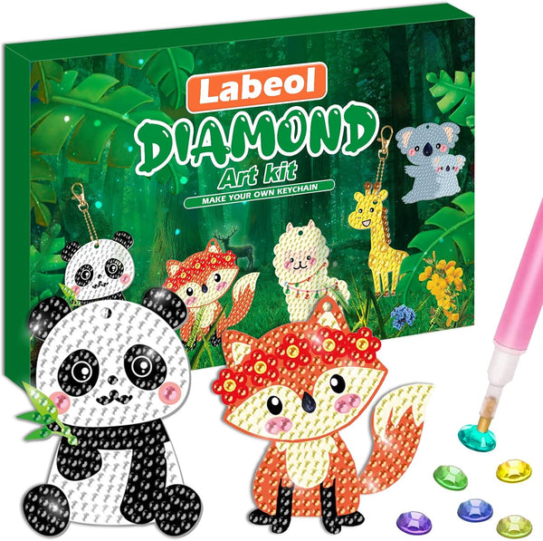 Labeol Arts and Crafts for Kids Ages 8-12, Create Your Own GEM Keychains, 5D Diamond Art Kits