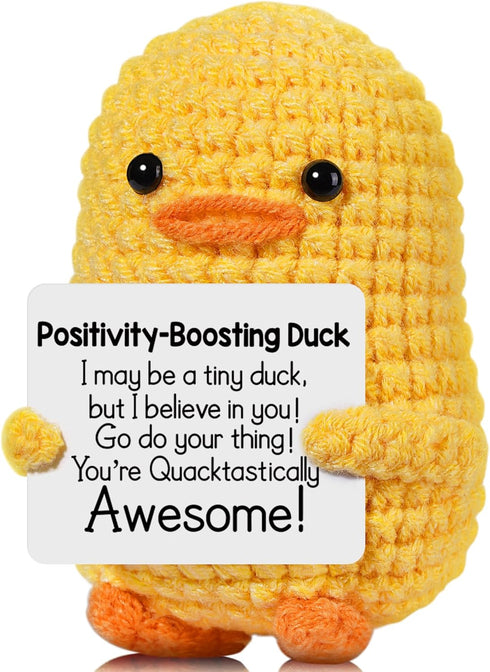Positive Affirmation Companion Crochet Duck, Inspirational Crochet Animals Stress Anxiety Relief Toys,