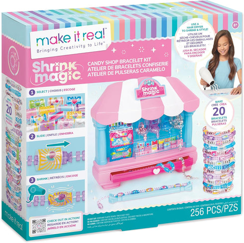 Make It Real: Shrink Magic Candy Shop Bracelet Kit, Create 20 Bracelets, DIY Jewelry Kit for Girls