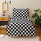 KAREVER Grid Toddler Bedding Set Black White Checkered 4 Pieces Crib Bed