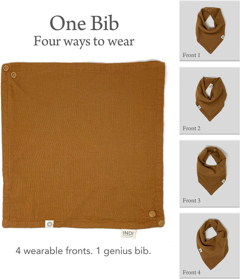 4-Way (Set 5) Kishu Baby Indi Organic Baby Bandana Bibs Fairtrade Reversible Drool Bibs for Boys & Girls Unisex