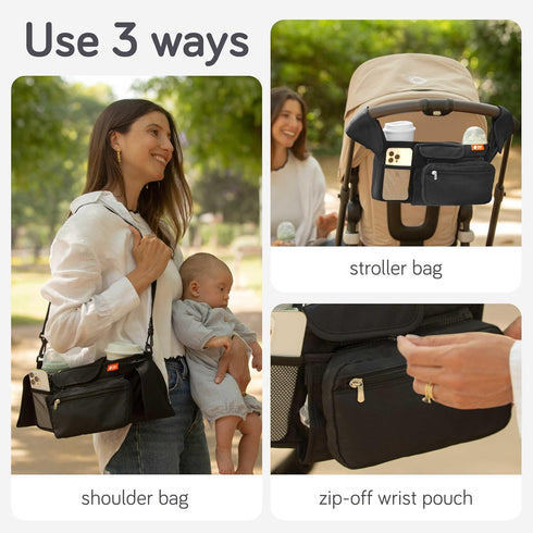 (x2), Baby Uma Universal Stroller Organizer Bag - Stroller Caddy Organizer with XL Insulated Cup Holder Phone Holder