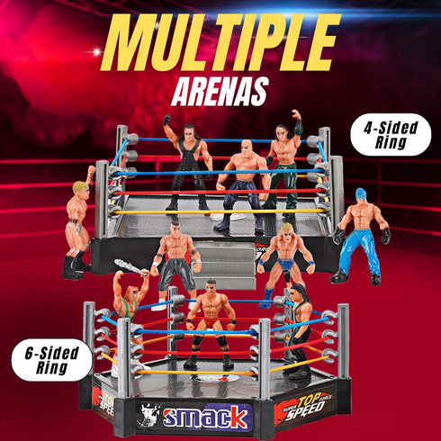 Liberty Imports Ultimate 32-Piece Wrestling Miniature Toys for Kids, Wrestler Figures with 2 Rings