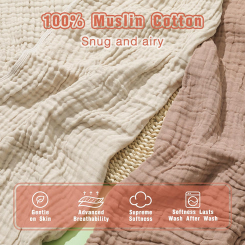 Seozio 2 Pack 100% 32x32Inch Muslin Hooded Baby Towels, Cotton Baby Bath Towel with Hood for Babies, Infant, Toddler