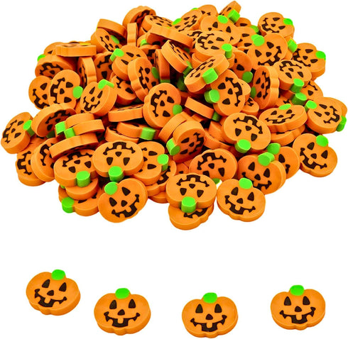 144 Pcs Halloween Pumpkin Erasers for Kids, Mini Jack-O’-Lantern Party Favors, Non-Candy Treats