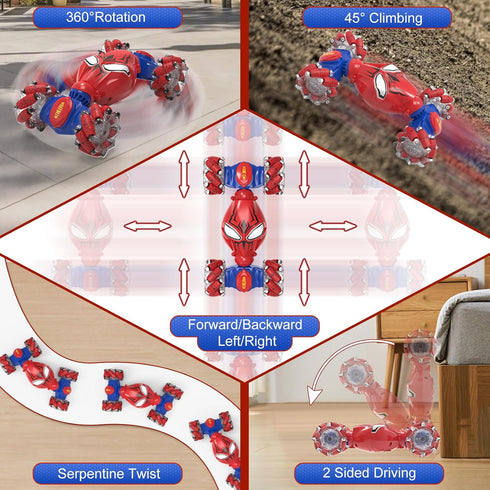 ATHLERIA Gesture Sensing RC Stunt Car, Spider Toys for Boys 8-13, Hand Remote Control Car with Lights & Drift