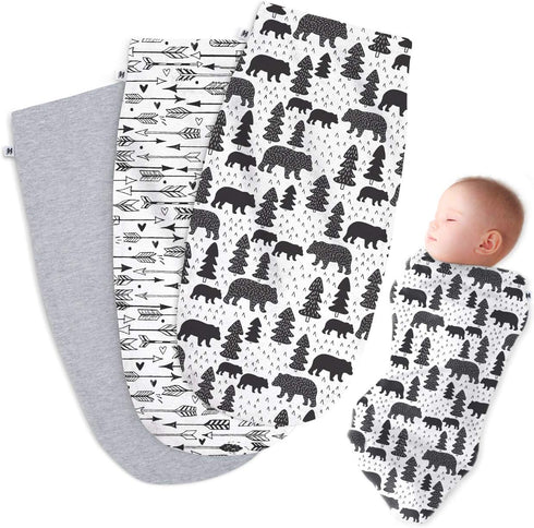 Henry Hunter Baby Swaddle Sack | The Simple Swaddle | Soft Stretchy Cotton Swaddles for Newborns | Pack of 3, Baby
