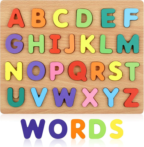 Alphabet Puzzle, Wooden Puzzles for Toddlers 3 4 5 Year Old, ABC