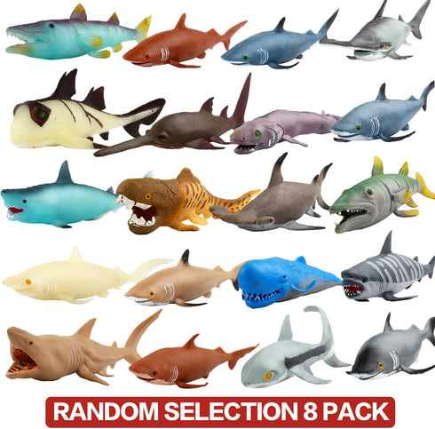 Animal,8 Inch Set(8 Pack Ocean Sea Rubber Bath Toy Random),Super Stretches Material TPR, Some Kinds Can Change Colour
