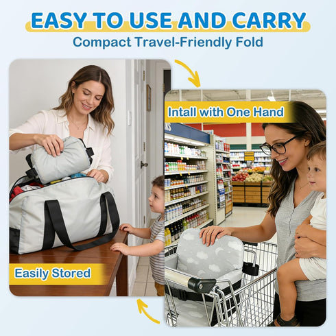 Portable Baby Shopping Cart Seat, High Chair Cover for Outdoor Hygiene and Safety, One-Hand Installation Cart Seat
