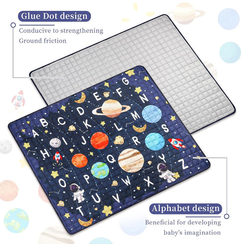 71x59 Baby Play Mat for Floor, GFU Non-Slip Thick One-Piece Infants Playpen Crawling Mat Blue, Foldable and Machine
