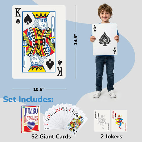 10.5 Inches 14.5 Inches Set 2 1 Pack Gamie Giant Poker Jumbo Playing Cards - X - Extra Large Playing Cards with Jokers