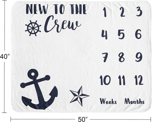 Sailboat Sweet Jojo Designs Nautical Sailor Boy Girl Milestone Blanket Monthly Newborn First Year Growth Mat Baby