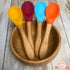 Baby Bamboo Feeding Spoon - 5.5" with Silicone Tip, BPA Free Toddler Food Spoons, Yellow 2 PACK