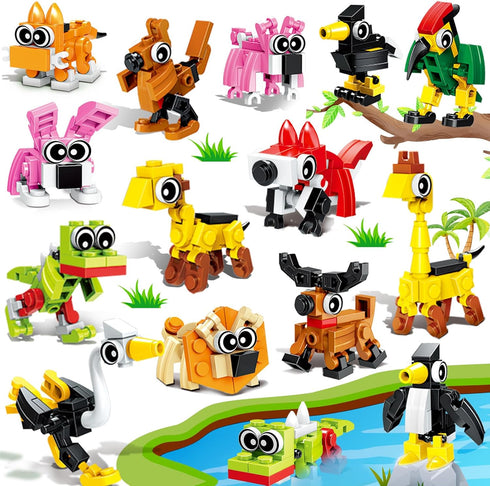 30PCS Mini Animal Building Blocks Summer Party Favors for Kids 4-8 8-12