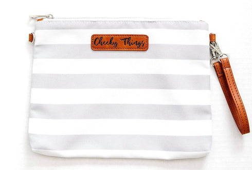 Orange Blossom Diaper Bags Set 4 Stylish Diaper Bag Organizing Pouches - XL of Gray and White Striped Canvas Diaper Bag