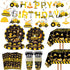 LetDec 132 Pcs Construction 3rd Birthday Party Supplies Dump Truck Theme Three Tableware