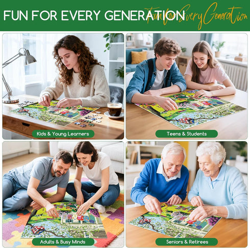VoYouTwo 500 14-16, 20.5x15 Puzzles for Adults Pieces - Buzy Spring Backyard Jigsaw Puzzle, Farm Quilts Garden Cabin